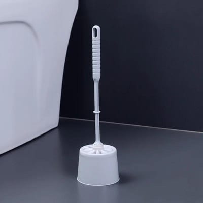 Brosse WC avec base, support à séchage rapide, brosse à fentes avec support, tête plate, poils souples, outils de nettoyage, accessoires de salle de bain bleu