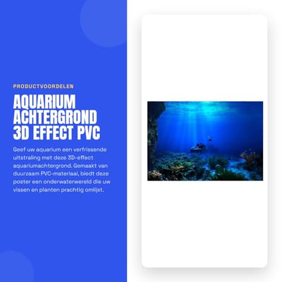 Dailygoods- Aquarium Achtergrond 3D Effect - PVC Poster - Zelfklevend - Waterdicht - Duurzaam - Makkelijk te Reinigen (122x50cm) - Aquariumdecoratie