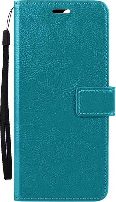 Hoesje Met Pasjeshouder - Geschikt voor Apple iPhone 16 - Luxe Bookcase Portemonee - Flip Case - Kunstleer Book Case - Flipcase - Book Cover - Walletcase - Portemonneehoes - Turquoise
