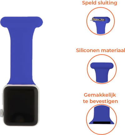 Strap-it Verpleegkundige band - Geschikt voor Apple Watch bandje - Series 1/2/3/4/5/6/7/8/9/10/11/SE/SE2/SE3 - Donkerblauw - Siliconen verpleegkundige band - iWatch bandje voor maat: 38 / 40 / 41 / 42mm