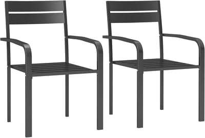 Set van 2 stapelbare tuinstoelen met armleuningen voor buiten - Aluminium, donkergrijs