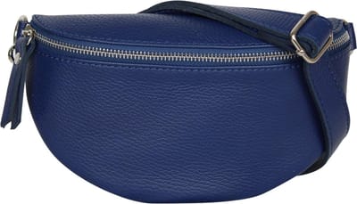 AmbraModa GLX10 - Dames heren unisex kleine heuptas buiktas crossbodytas, ideaal voor vakantie, reizen, uitgaan gemaakt van echt leer. Jeansblauw