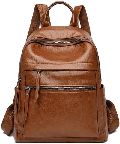 Vintage Imitatieleer Rugzak voor Vrouwen, Grote Inhoud Bruine Oliewas Leder Rugzak Tas - Meervaks Lichtgewicht Reiserugzak Geschikt voor Werk - School en Weekendreis