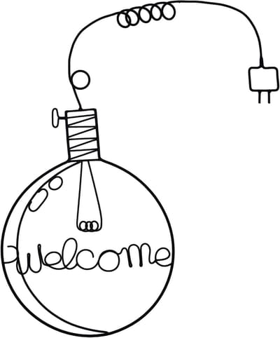 UNUS® Wanddecoratie gloeilamp met opschrift Welcome zwart 53x47 cm