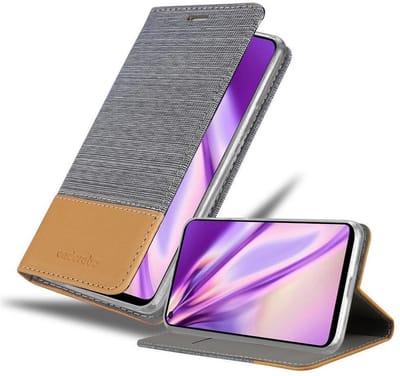 Cadorabo Hoesje geschikt voor Huawei NOVA 6 SE / P40 LITE / NOVA 7i in LICHTGRIJS BRUIN - Beschermhoes met magnetische sluiting, standfunctie en kaartvakje Book Case Cover Etui
