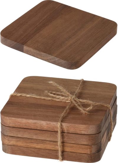 Glasonderzetters - Acacia Hout - Set 4 stuks