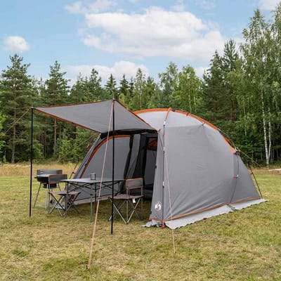 vidaXL - Tunneltent - Grijs - en - Oranje - 361 - x - 235 - x - 147 - cm