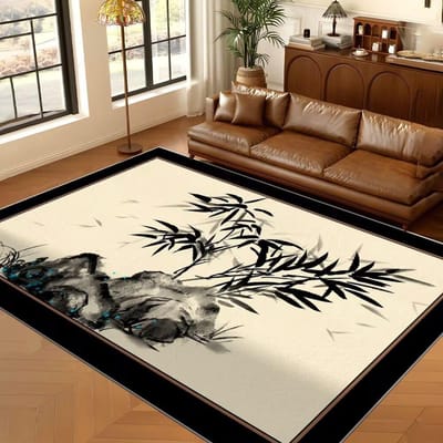 Tapis Salon Luxe Léger Sens du Luxe Canapé Table Basse Tapis de Sol Chambre Lavable Effaçable Tapis Imitation Cachemire 140*200CM