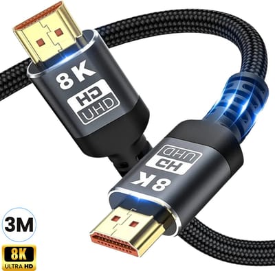 Pretty Goods® - 8K HDMI-kabel 2.1 - 48Gbps High Speed 3D 8K60 4K120 144Hz gevlochten - eARC - Dolby Vision HDR10 - PS5/HDTV/Blu-ray/Sonos/Laptop/Mediaspelers - 3 Meter