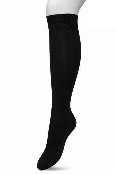 Bonnie Doon Bio Kabel Kniekousen Dames Zwart maat 36/42 - Klassiek Kabel patroon - Biologisch Katoen - Uitstekend draagcomfort - Classic Cable Knee High - OEKO-TEX - Gladde Naden - Duurzaam Huidvriendelijk Bio Katoen - Black - BP211507.101