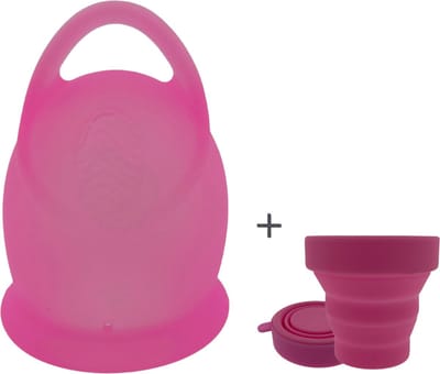 green-goose® Siliconen Menstruatie Cup met Houder / Sterilisator | Maat L | 20ml | 40x60cm | Roze