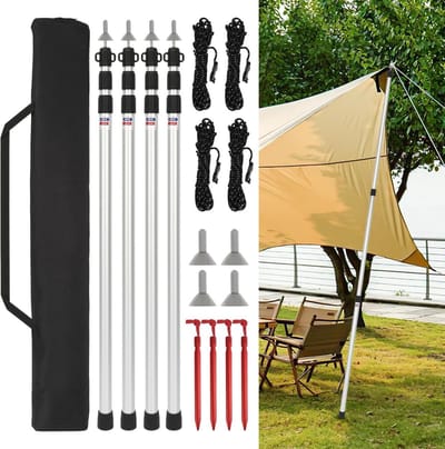 Telescopische Tentstokken 4 Stuks Aluminium Verstelbaar 87 tot 234 cm voor Luifel en Tent