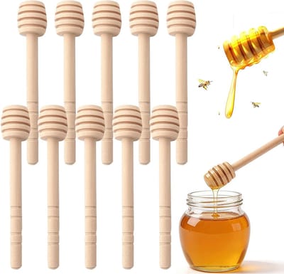 Houten honingstokjes en honingkam, 10 cm mini-roerlepel voor drankjes, ideaal voor bruiloften en feesten