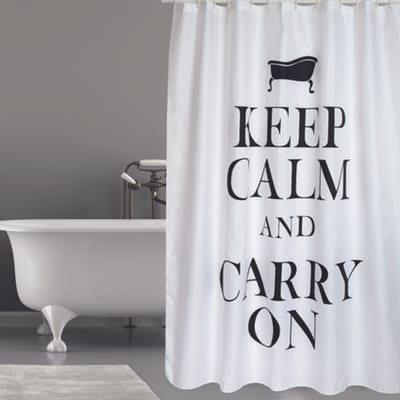 Msv Douchegordijn Keep Calm Zwart 180cm