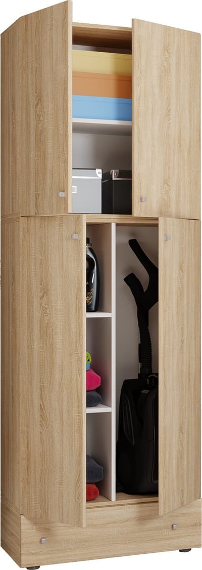Houten bezemkast Stofzuiger Huishoudkast Lade Lona S