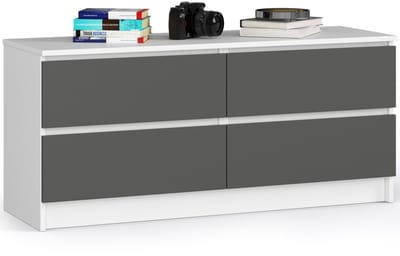 Ladekast K120 met 4 Lades / AKORD Furniture Factory / Wit - Grafietgrijs / 120 x 55 x 40 cm