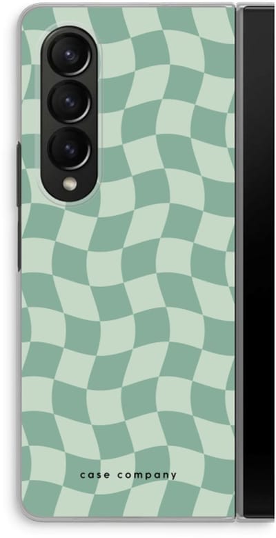 Case Company® - Hoesje geschikt voor Samsung Galaxy Z Fold4 hoesje - Grid Groen - Soft Cover Telefoonhoesje - Bescherming aan alle Kanten en Schermrand