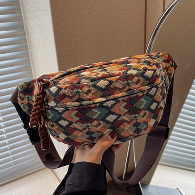 Retro Etnische Stijl Sport Borsttas voor Lopen en Rennen voor Vrouwen Nieuwe High-end Niche Crossbody Mobiele Telefoon Taille Tas brown