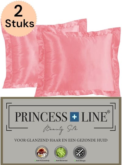Princess Line Satijnen Beauty Silk Kussensloop - Zijden Zacht Beddengoed- Goed Voor De Haar En Huid- Licht Roze -Set van 2 Stuks-60 x 70 CM