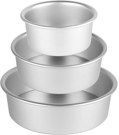 Ronde bakvorm set, 3-delige aluminium taartpannen (Ø 15/20/26 cm), geschikt voor Chiffon- en Sponge-koek, zilver