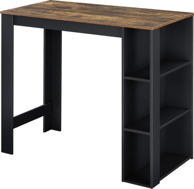 Bartafel Danderyd met 3 planken 120x60x105,5 zwart en houtkleurig [en.casa]