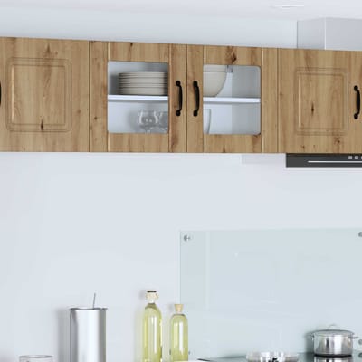 vidaXL - Wandglas - Kasten - LUCCA - Artisanaal - eiken - 80 - x - 31 - x - 40 - cm