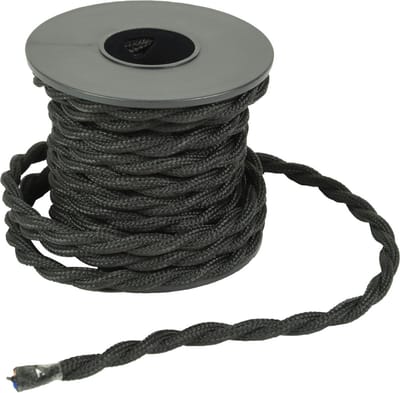 Decoratieve gevlochten 2-aderige netkabel - 0.75 mm. (vaste lengte van 5 meter = 1 stuks)