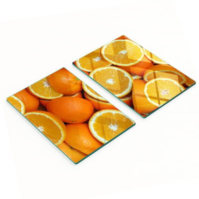 Duurzame en stijlvolle glazen snijplanken met een half oranje patroon, 2x40x52 cm
