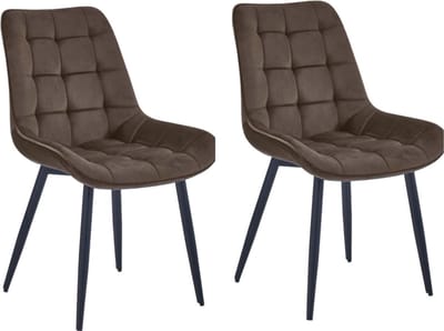Colenis® - Quadra Eetkamerstoel - Set Van 2 - Bruin - Fluweel - Industrieel