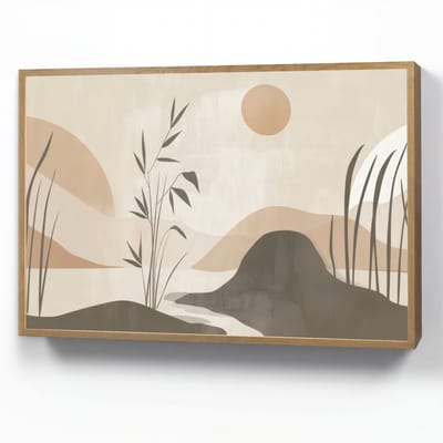 Wandlamp 90x60 cm - Oplaadbaar - Japandi - Landschap - Beige - Wandlampen binnen woonkamer - Slaapkamer lamp - Decoratieve nachtlamp - Vloerlamp draadloos