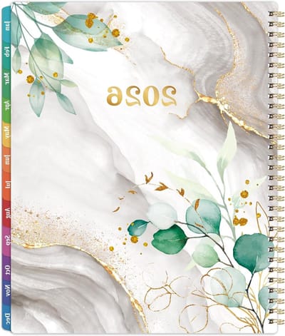 Agenda 2024-2025 - Planner Wekelijks Maandelijks - Studie Werk Leven - Dikke Pagina's Spiraalbinding - 9 x 11 inch - Blauwgroen