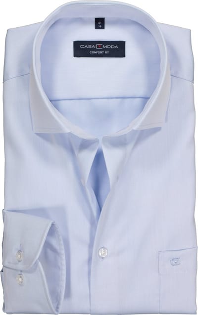CASA MODA comfort fit overhemd - mouwlengte 72 cm - lichtblauw twill - Strijkvrij - Boordmaat: 42 (EU maat: L)