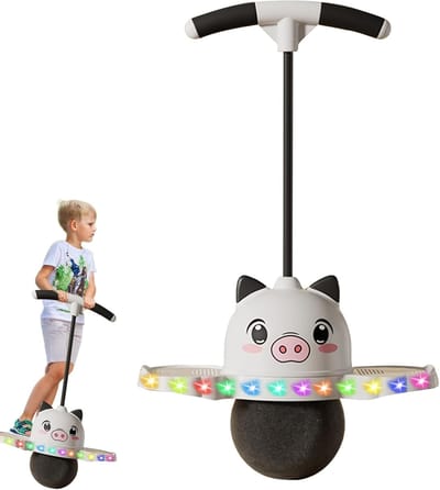 Springbal Kinderen - Stuiterbal Dier - Fitness Buiten - Antislip Pedaal - 75 cm Lengte - Zwart