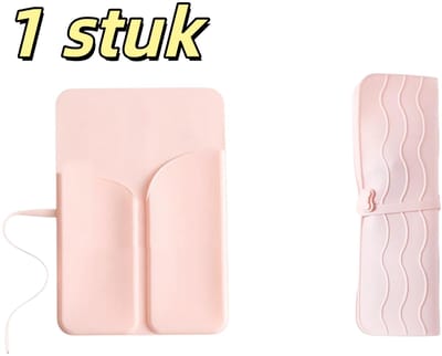 1 stuk - Siliconen hitte-isolerende pad voor krultang - hitte-isolerend - opbergpad - geschikt voor op reis en dagelijks gebruik - 20*29 cm - roze