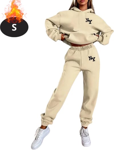 Nivard Joggingpak - Huispak - Volwassenen - Trainingspak - Comfortabel - Joggingsbroek - Tracksuit - Dames - Winter - Abrikoos - S