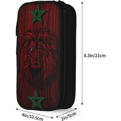 Grote pennenetui Marokko Maroc vlag Marokkaanse Kantooraccessoires Dubbellaagse etui Vrouwen Make-uptas Verrassingscadeau (as the picture,M)