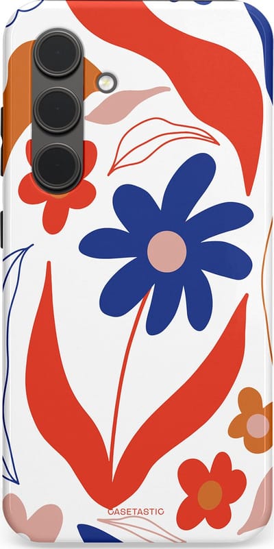 Casetastic hoesje geschikt voor Samsung Galaxy S24 - Dubbellaagse bescherming - Kleuren in bloei - Fashion Case - Wit Rood Perzik Donkerblauw