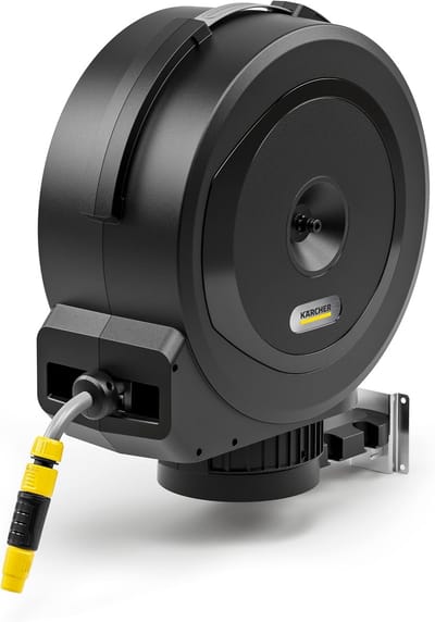 Slanghaspel Automatisch - Slangenbox Wandmontage - Tuin Bewateren - Flexibele Zwenkfunctie - 25 Meter Slang - Zwart