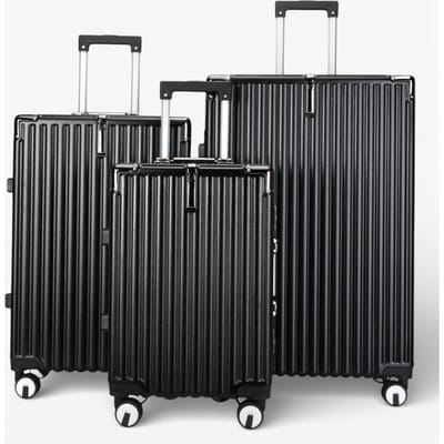 Zwarte hardshell koffer Dubbele 4-wiel ABS bagage Cabinekoffers