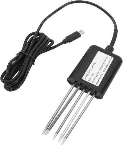 Bodem NPK Sensor - Voedingsmeter - Plantenverzorging - IP68 Waterdicht - Roestvrijstalen Sonde - Zilver