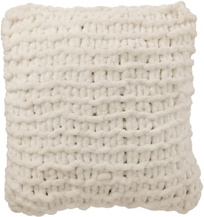 J-Line kussen Gebreid - polyresin - wit