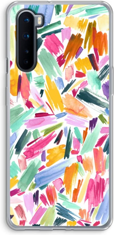 Case Company® - Hoesje geschikt voor OnePlus Nord hoesje - Watercolor Brushstrokes - Soft Cover Telefoonhoesje - Bescherming aan alle Kanten en Schermrand