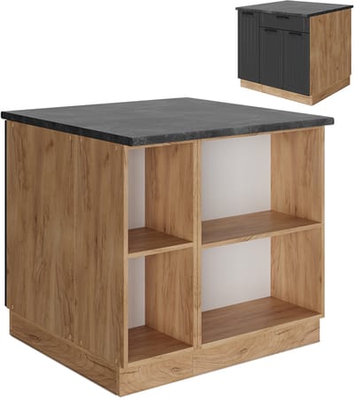 Vicco Fame-Line Keukeneiland – 90 cm met lade, zonder werkblad Donkergrijs