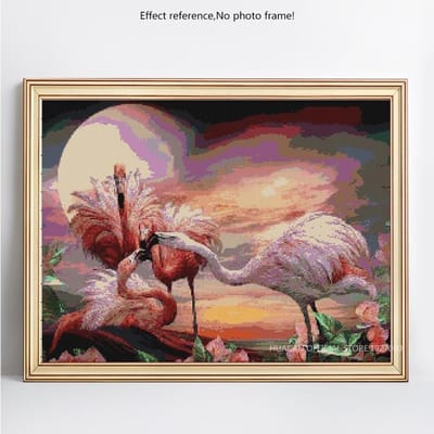 Diamant schilderij kruissteek Flamingo volledige ronde diamant borduurwerk 20X30CM black
