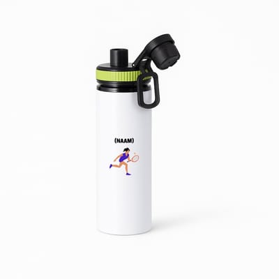 Hacebo® - Tennis met eigen naam waterfles met draaidop groen - Tennis - Tennisser - Sport - water fles - 850ML