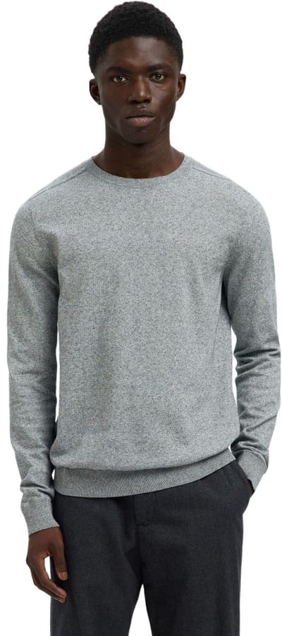 Selected Homme Heren trui SLHBERG CREW NECK B regular fit Grijs XL Ronde Hals Volwassenen