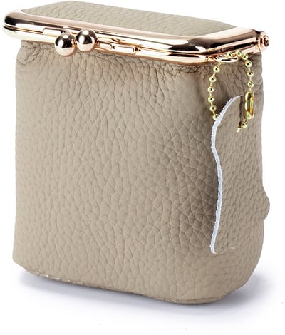 VHV-Make-uptasje - Mini make-uptas - Leren cosmetica tasje - Compact - Met ritssluiting - Voor lippenstift, parfum en sieraden - Voor in de handtas en op reis - Olifantengrijs