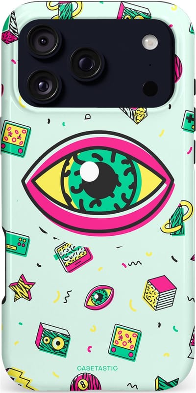 Casetastic hoesje geschikt voor Apple iPhone 17 Pro Max - MagSafe - Dubbellaagse bescherming - Retro 80s vibes - Fashion Case - Wit Saliegroen Lichtgrijs