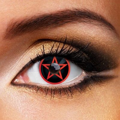 Partylens® zwarte kleurlenzen - Pentagram - zachte jaarlenzen met lenshouder - Halloween - Cosplay