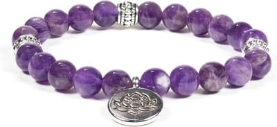 Mala Armband Amethist Elastisch met Lotus